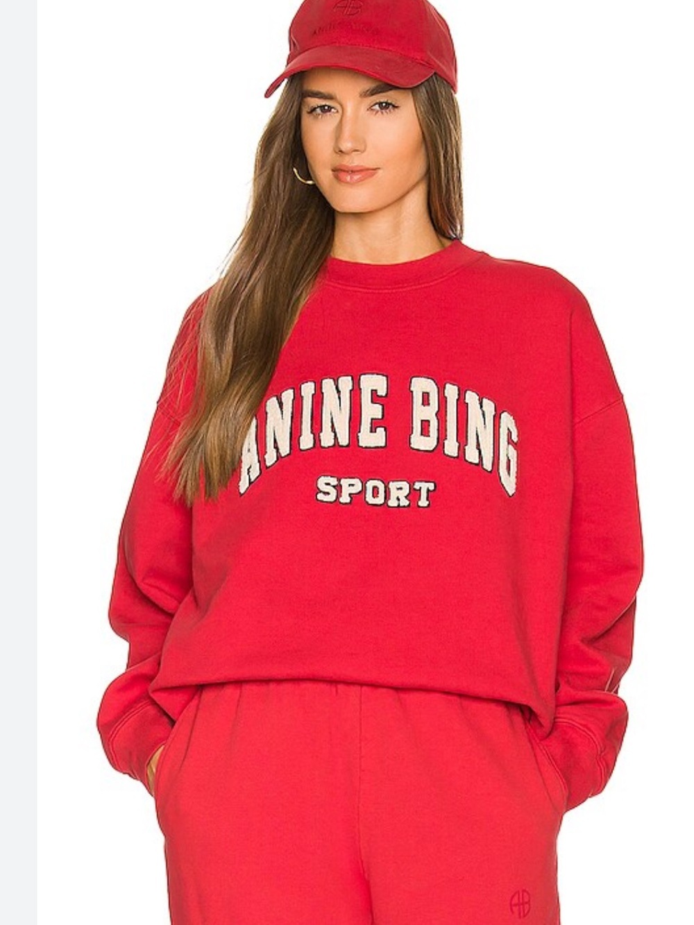 ANINE BING Tyler Oversized Red Sweatshirt Pullover SZ S